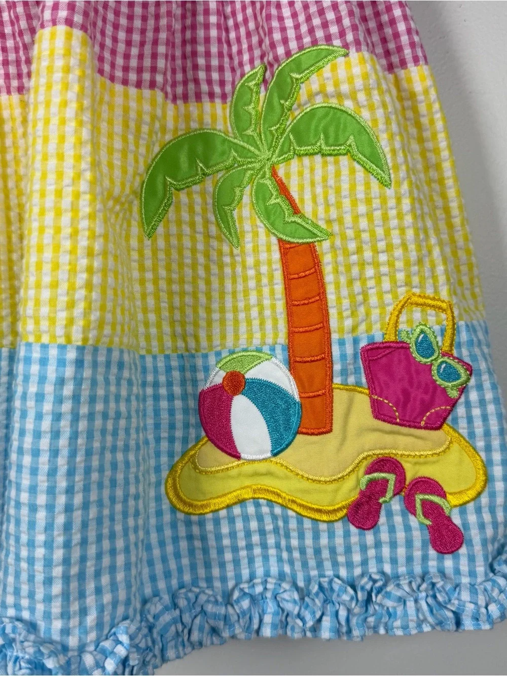Emily Rose Girl’s Tank Beach Appliqué Color Block Tropical Casual Dress Size 2T